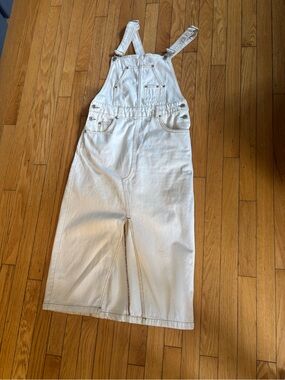 Zara Cream Denim Overall dress size small